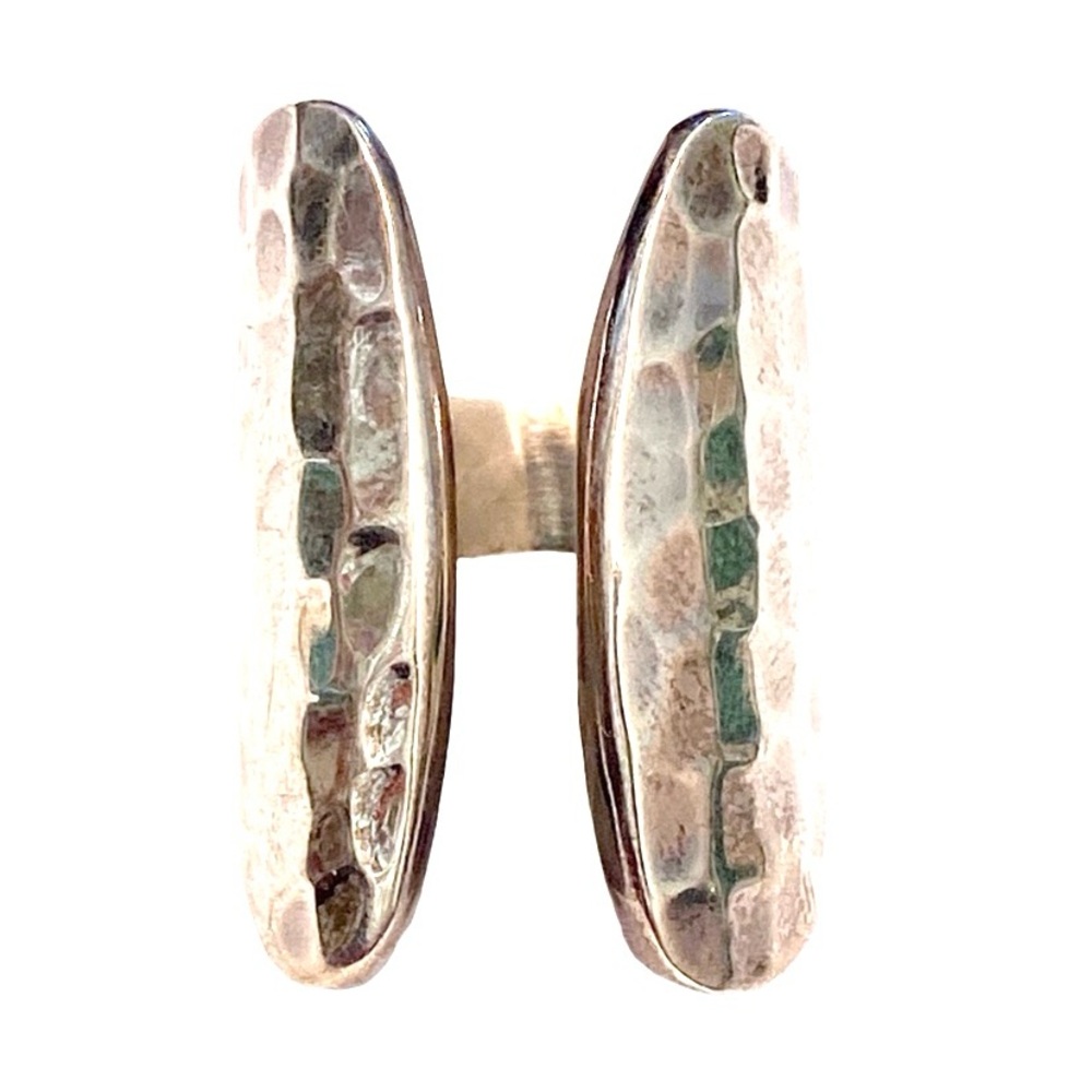 Hammered Sterling Silver Ring Modern Heavy 925 Large Statement